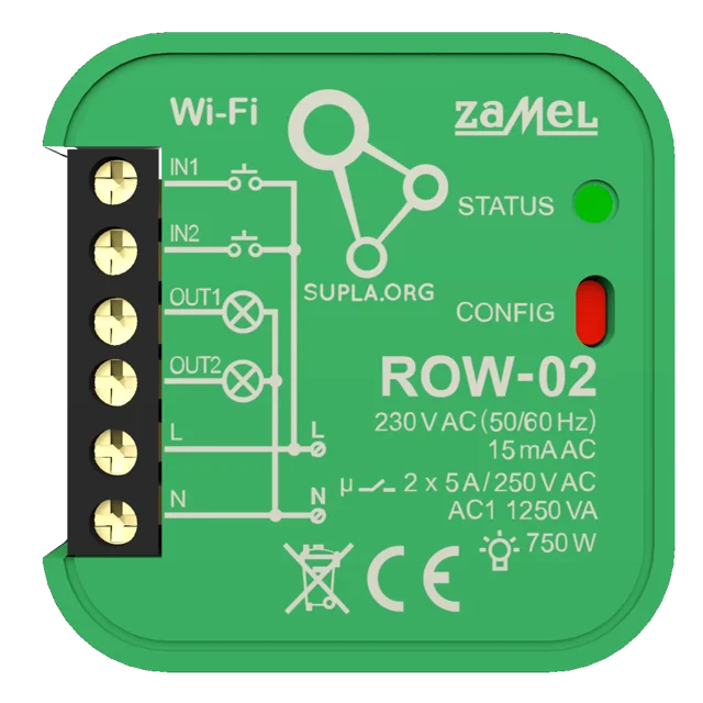 Odbiornik WI-FI ROW-02 2-kierunkowy SUPLA ZAMEL