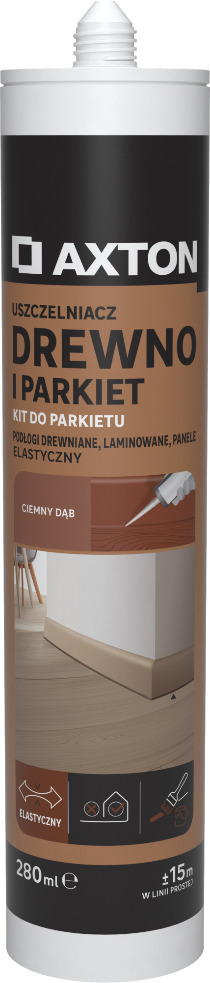 Kit do parkietu uszczelniacz DREWNO I PARKIET 280 ml Dąb ciemny AXTON