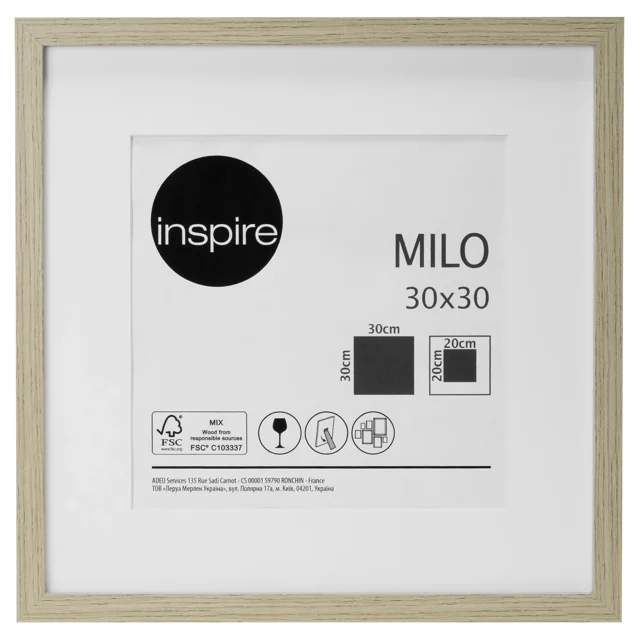 Ramka na zdjęcia Milo 30 x 30 cm dąb MDF Inspire