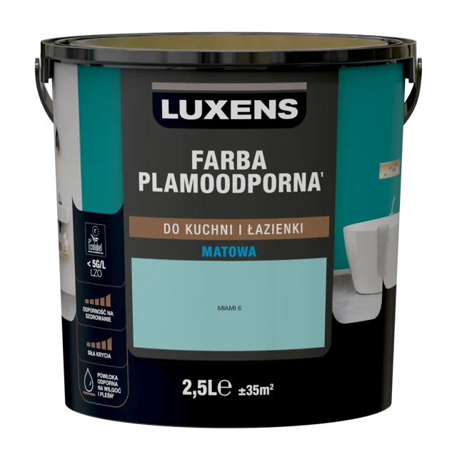 Farba Luxens Plamoodporna do kuchni i łazienki Miami 6 2.5 l