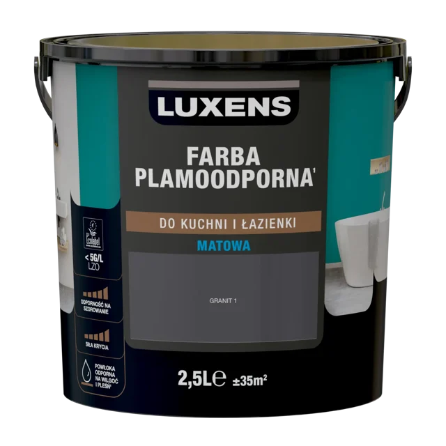 Farba Luxens Plamoodporna do kuchni i łazienki Granit 1 2.5 l