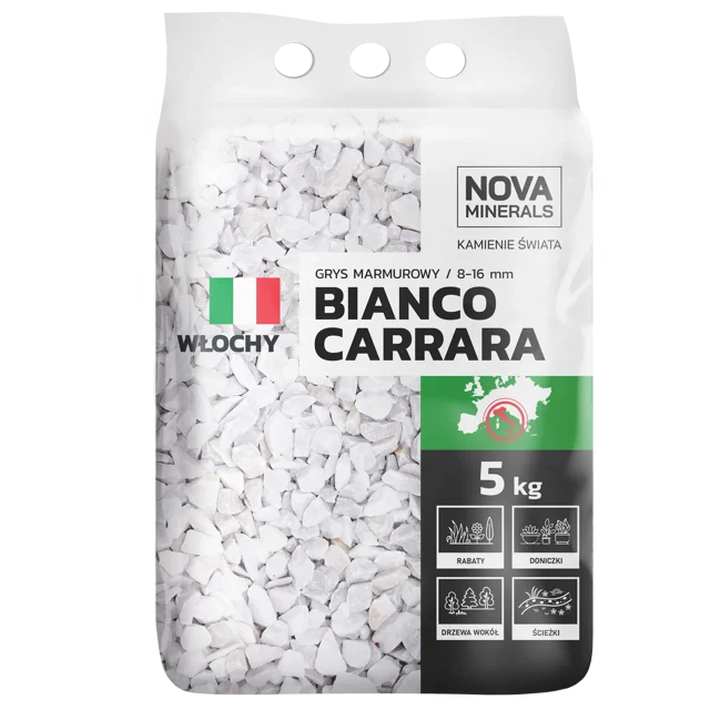 Grys Bianco Carrara 8-16mm 5kg biały Nova minerals