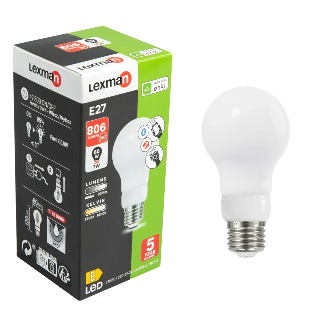 Żarówka Smart Enki LED z pilotem E27 7 W = 60 W 806 lm Lexman