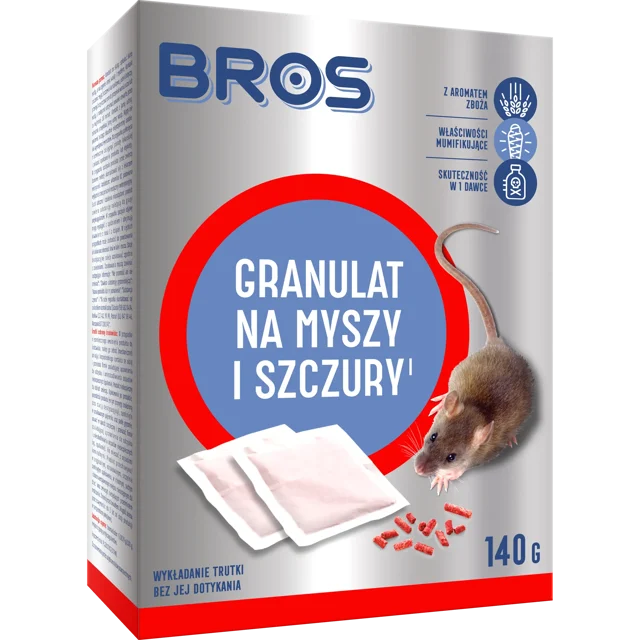 Środek na myszy i szczury granulat 140g Bros