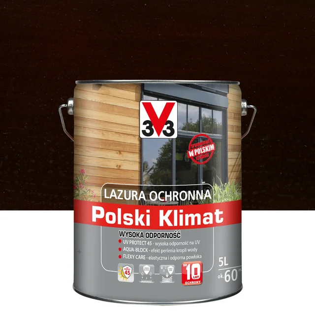 Lazura do drewna Polski klimat 5 l Ciemny orzech V33