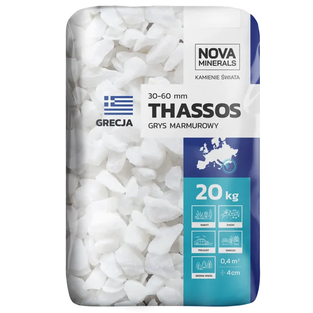 Grys Thassos 30-60mm 20kg biały NOVA MINERALS