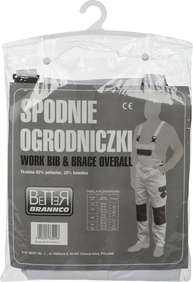 Spodnie robocze ogrodniczki XXL/58 białe