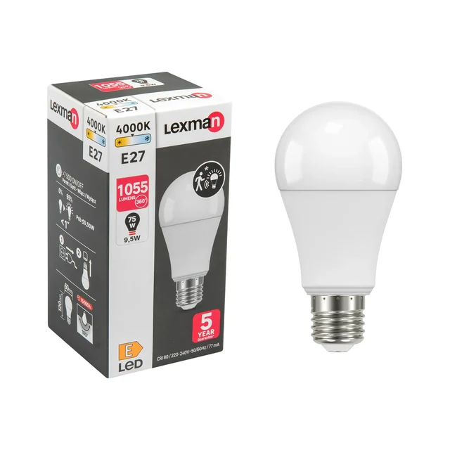 Żarówka LED E27 9.5 W = 75 W 1055 lm Neutralna biel Lexman