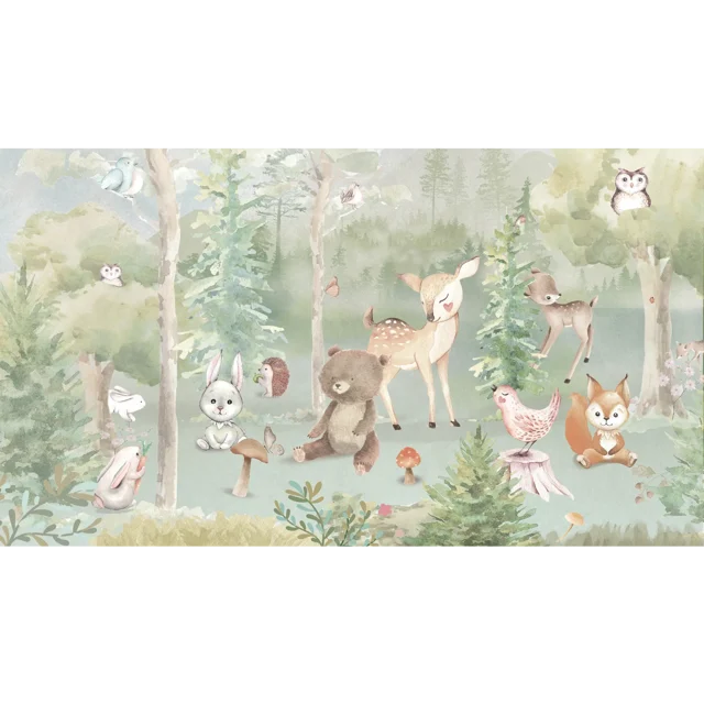 Mural dziecięcy Bambi leśna polana 500 x 280 cm delikatna struktura